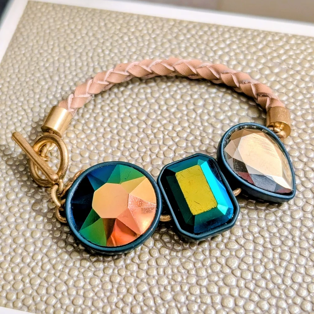 ⭐ RARE ⭐ Brulee J.Crew Leather Braided Bracelet - Picture 1 of 6